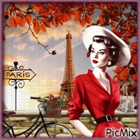 Femme vintage à Paris. - PNG gratuit