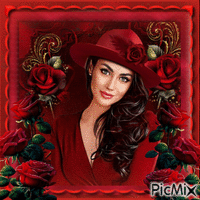 Woman in red animovaný GIF