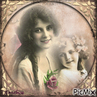 Äiti ja tytär - vintage - Darmowy animowany GIF