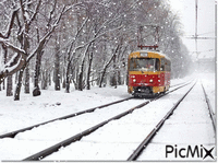 зимний трамвай - GIF animado gratis