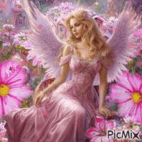 Розовый Ангел - Бесплатный анимированный гифка