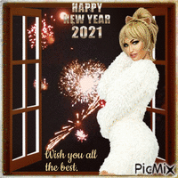 Happy New Year 2021. Wish you all the best. анимированный гифка