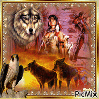 L'indienne et le loup - Free animated GIF