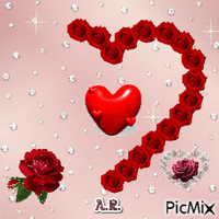 coração com rosa - Бесплатный анимированный гифка