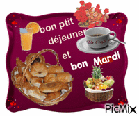 bon p'tit déjeuner et bon mardi animovaný GIF