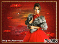 minou52-kvinna röd landskap - Gratis animerad GIF