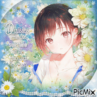 Anime girl flowers daisy - Ücretsiz animasyonlu GIF