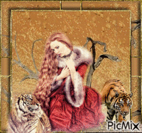 La mujer y el tigre - GIF animé gratuit