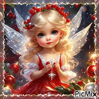 Red Christmas Angel - GIF animado grátis