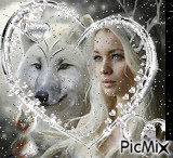 Femme et son chien - Ingyenes animált GIF