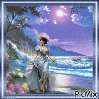 Lady at the Beach - Free animated GIF
