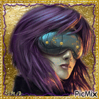 Portrait en violet et or - Gratis geanimeerde GIF