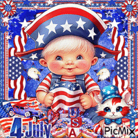 4thOfJuly - Baby - Blue - Red - White - GIF animé gratuit