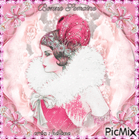 Portrait de femme en rose - Belle époque