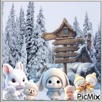 Jouer dans la neige - Безплатен анимиран GIF