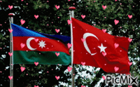 Türkiye Azerbaycan bayrağları! анимированный гифка