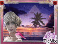 une femme dans un paysage de rêve animovaný GIF