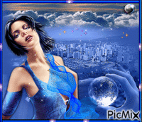 Portrait de Pin-up en bleu - GIF animado grátis