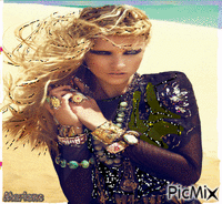 Portrait Woman Colors Deco Glitter Fashion Glamour animowany gif