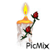 свеча и роза - GIF animé gratuit