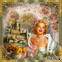 Charming lady in vintage scenery... 动画 GIF