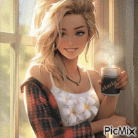 Чашка бодрящего кофе с утра.. - Animovaný GIF zadarmo
