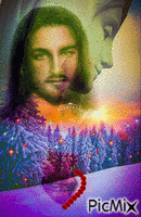 Jésus et les sapins - GIF animé gratuit