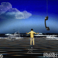 Llamada en medio del mar animasyonlu GIF