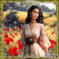 In a field of poppies... - GIF animado grátis