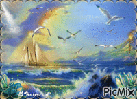 bateau en mer animovaný GIF