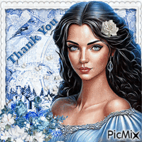 Woman in white and blue - GIF animé gratuit