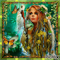 Fantasy woman with frog ... анимиран GIF
