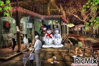 snowman children dogs cats light - Free animated GIF
