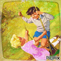 Vintage couple on a swing