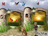 chasse aux papillons - Free animated GIF