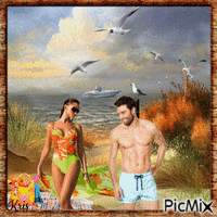 Vacances, soleil, mer plage - Darmowy animowany GIF