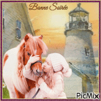 Concours : Petite fille et son poney près d'un phare