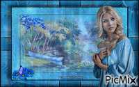Blue Scene And woman - Bezmaksas animēts GIF