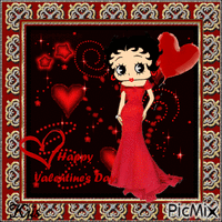 Bonne Saint Valentin de la part de Betty Boop - GIF animate gratis