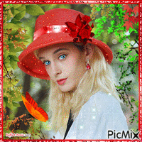 fille au chapeau rouge animált GIF