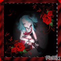Hello -doll-red-black-roses GIF animé