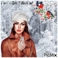 Have a Great Weekend. Woman with a white hat - GIF animé gratuit