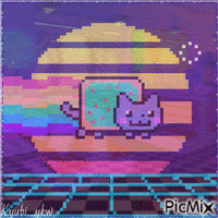Vaporwave Nyan Cat geanimeerde GIF