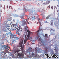 Indian woman winter wolf - 無料のアニメーション GIF
