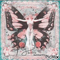 Butterfly woman fairy vintage - Gratis animeret GIF