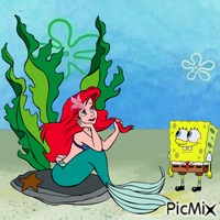 Spongebob and Ariel (4) анимированный гифка