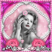 Contest  Vintage actress - Pink and diamonds - Free animated GIF