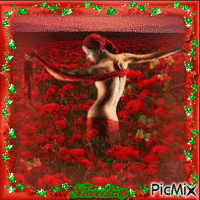 Femme et couleurs rouge et verte - Δωρεάν κινούμενο GIF