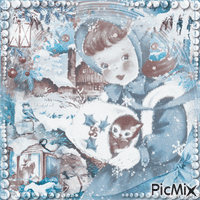 Christmas winter vintage girl BB - GIF animé gratuit