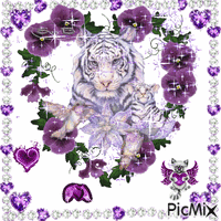 Purple tiger with hearts